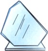 reconocimiento de escritorio de cristal con placa metlica en forma de velero, el escrito puede ir en cristal o placa, incluye logo de empresa o institucin.