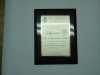 diploma Britania en placa de aluminio Anodizado de 175 mm x 250 mm, grabado con sus datos, en base de cristal, polister (polyester), o madera, con su logotipo impreso y o grabado