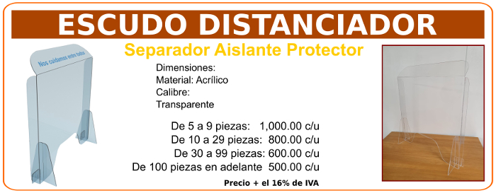 Escudo aislante protector en acrílico, costos