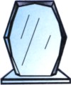 reconocimiento de escritorio de cristal con placa met?lica en forma hexagonal, el escrito puede ir en cristal o placa, incluye logo de empresa o instituci?n