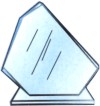 reconocimiento de escritorio de cristal con placa met?lica en forma de velero, el escrito puede ir en cristal o placa, incluye logo de empresa o instituci?n.