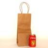 bolsa de papel kraft con asa (bolsas publicitarias) de 14.5 cm. De ancho; por 34 cm. De alto; por 12.8 cm de fuelle, ideal para botellas de vino, regalos, etc.