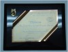 diploma Palermo en placa de aluminio Anodizado de 175 mm x 250 mm, grabado con sus datos, en base de cristal, poli?ster (polyester), o madera, con su logotipo impreso y o grabado