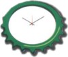 reloj de pared promocional corcholata, anillo pl?stico color verde de 28.8 cms. Diam. mica cristal 24 cms. impresi?n.