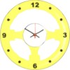 reloj de pared promocional volantito, base de pl?stico forma volante, mecanismo de cuarzo, ?rea de impresi?n. caratula estireno 8.2 cm,di?metro cuerpo 24 cms.