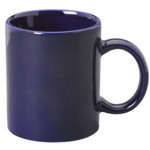 taza azul cobalto cer?mica tipo tarro, impresas en serigraf?a, Capacidad: 11 oz. - 330 ml. taza publicitaria promocional con su logotipo impreso