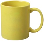 taza amarilla cer?mica tipo tarro, impresas en serigraf?a, Capacidad: 11 oz. - 330 ml. taza publicitaria promocional con su logotipo impreso