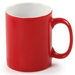 taza roja cermica tipo tarro, impresas en serigrafa, Capacidad: 11 oz. - 330 ml. taza publicitaria promocional con su logotipo impreso
