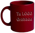 taza vino cermica tipo tarro, grabada en SandBlast, Capacidad: 11 oz. - 330 ml. taza publicitaria promocional con su logotipo grabado