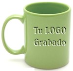 taza verde lim?n cer?mica tipo tarro, impresas en serigraf?a, Capacidad: 11 oz. - 330 ml. taza publicitaria promocional con su logotipo impreso