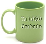 taza verde limón cerámica tipo tarro, impresas en serigrafía, Capacidad: 11 oz. - 330 ml. taza publicitaria promocional con su logotipo impreso