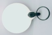llavero en forma circular; suela eva (foami) espum?n con portavin vinilo (vinyl) tipo sandwich, caras frontales brillantes, argollas sujetador en pl?stico negro desmontable, las caras frontales las tenemos en existencias solo en color blanco, si usted la requier