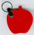 llavero promocional en forma de manzana mordida; suela eva (foami) espum?n con portavin vinilo (vinyl) tipo sandwich, caras frontales brillantes, argollas sujetador en pl?stico negro desmontable, las caras frontales las tenemos en existencias solo en color blanco, si usted