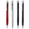 bolgrafo promocional (plumas publicitarias) (promotional pens) radius, metlico con terminado aqua, colores: rojo, negro, azul y plata