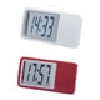 reloj promocional (relojes publicitarios) digital con display transparente, colores: rojo y blanco medida 4.5 x 2.5 cms.