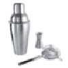 estuche (set) para coctel (cocktail) con medida, colador y shaker metlicos. Capacidad 550 ml