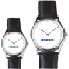 reloj de pulso promocional (relojes publicitarios de pulso) con caja met?lica plateada, correa de piel, maquinaria met?lica japonesa de alta precisi?n y estuche met?lico individual.