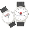 reloj de pulso promocional (relojes publicitarios de pulso) con caja met?lica plateada, correa de piel, maquinaria met?lica japonesa de alta precisi?n y estuche met?lico individual.
