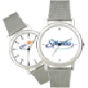 reloj de pulso promocional (relojes publicitarios de pulso) con caja met?lica y extensible de red, maquinaria met?lica japonesa de alta precisi?n y estuche met?lico individual.