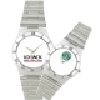 reloj de pulso promocional (relojes publicitarios de pulso) con caja y extensible met?lico plateado, tipo omega, con numeros romanos grabados en el bisel, maquinaria met?lica japonesa de alta precisi?n y estuche met?lico individual.