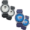 reloj de pulso promocional (relojes publicitarios de pulso) con caja met?lica plateada, correa de nailon (nylon) con belkro (negra o azul) arillo giratorio, maquinaria met?lica japonesa de alta precisi?n y estuche met?lico individual.