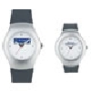 reloj de pulso promocional (relojes publicitarios de pulso) con caja met?lica plateada con azul y correa de pl?stico azul de alta resistencia, maquinaria met?lica japonesa de alta precisi?n y estuche de met?lico individual.