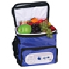 hielera promocional abatible con radio, con capacidad de 2 six pack, 2 baterias aa no incluidas.