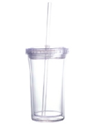 Vaso con popote de 350 ml transparente