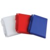 Libreta de pl?stico con pluma.