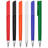 Pl?stico. Cuerpo de color. Clip pulsador y punta color plata. Tinta negra