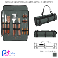 Set de bbq  barbacoa asado spring, en acero inoxidable y con accesorios